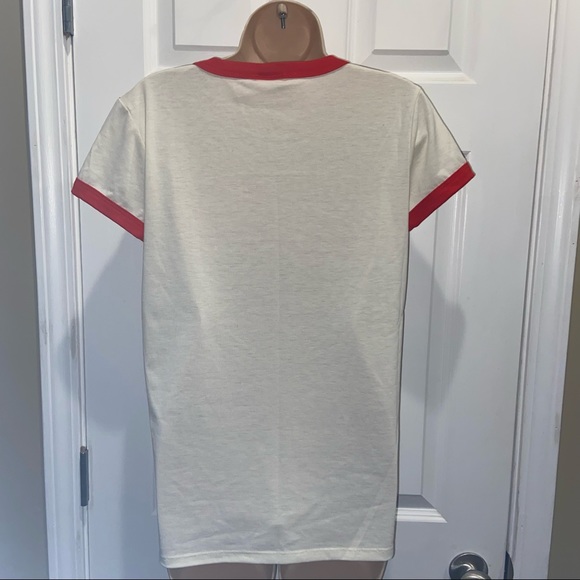 LuLaRoe LIV Red Trim Crew Neck Tee - Picture 5 of 7